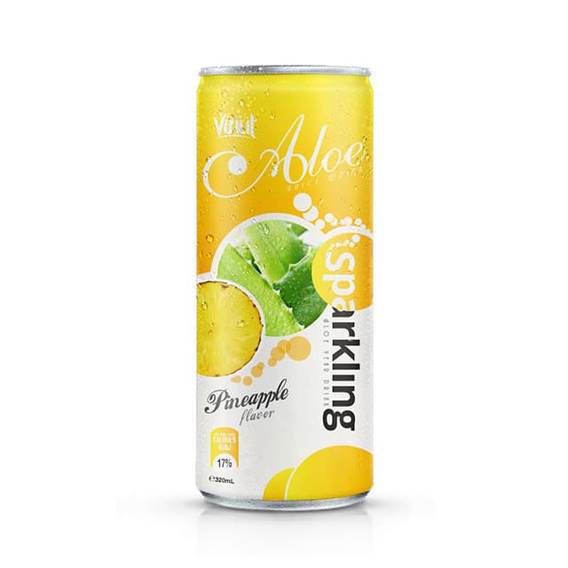 320ml VINUT Sparkling Aloe vera drink with Pineapple flavor (Pack Of 24) view 1