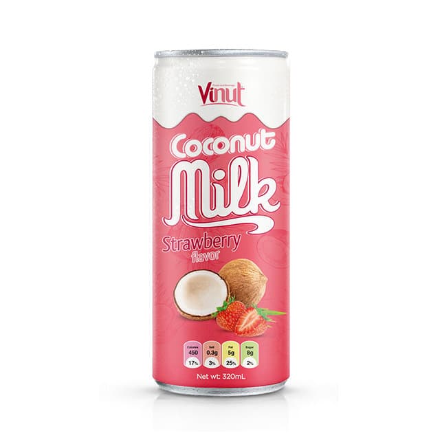 320ml VINUT Coconut milk with Strawberry flavor (Pack of 24)