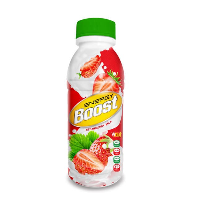 350ml VINUT Bottle Energy Boost Strawberry Milk Drink