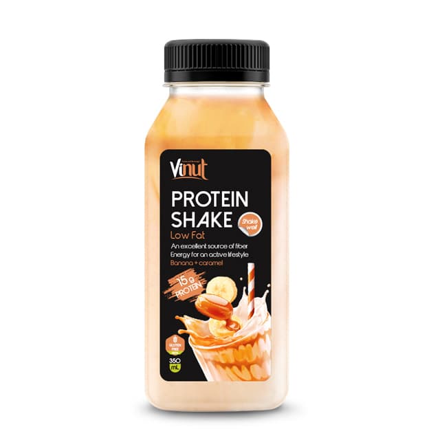 VINUT Protein Shake Banana + caramel, Low Fat, 15 g Protein, Gluten Free, PET Bottle, (350 ml) view 1