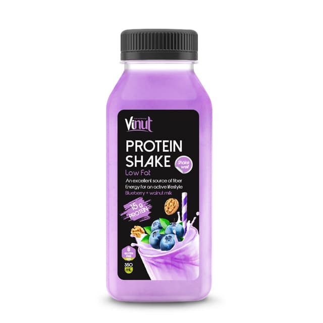 VINUT Protein Shake Blueberry + walnut milk, Low Fat, 15 g Protein, Gluten Free, PET Bottle, (350 ml)