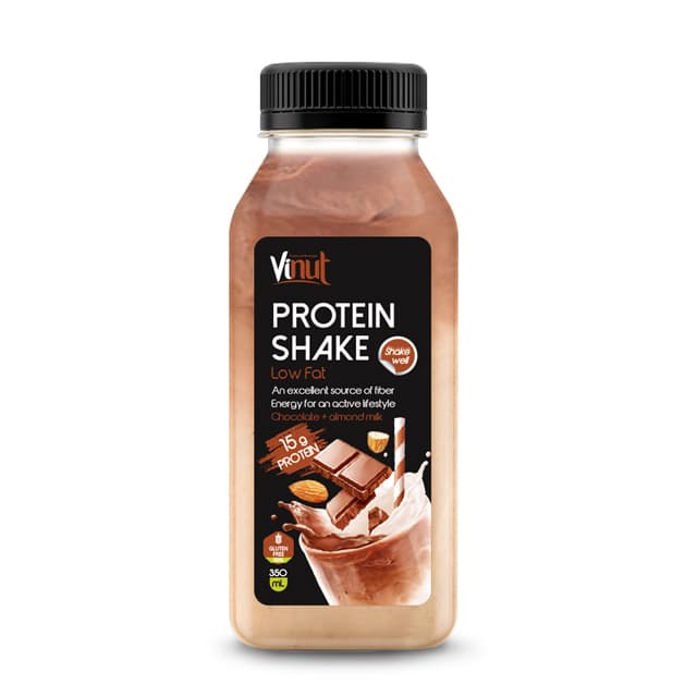 VINUT Protein Shake Chocolate + almond milk, Low Fat, 15 g Protein, Gluten Free, PET Bottle, (350 ml)