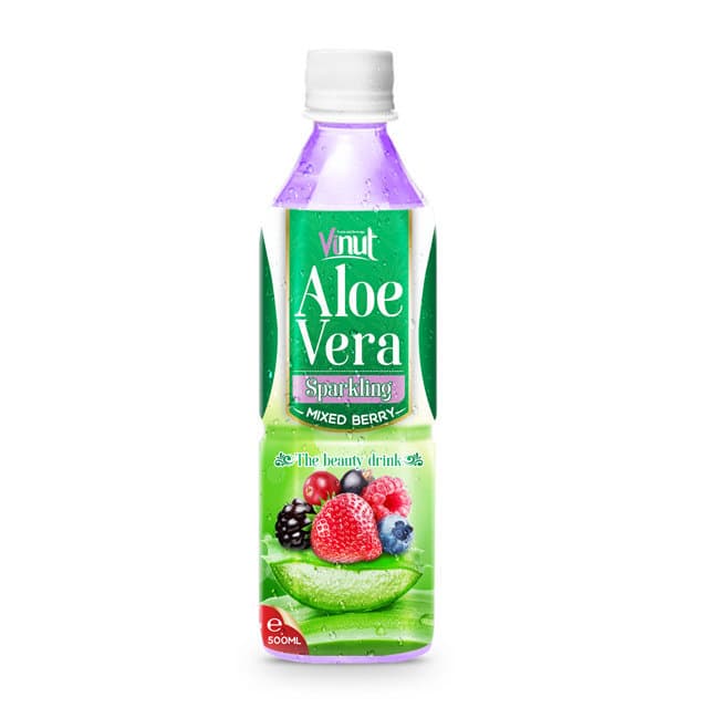 Vinut Aloe Vera Sparkling Drink, Mixed Berry Flavor, The Beauty Drink, PET Bottle, (500 mL)