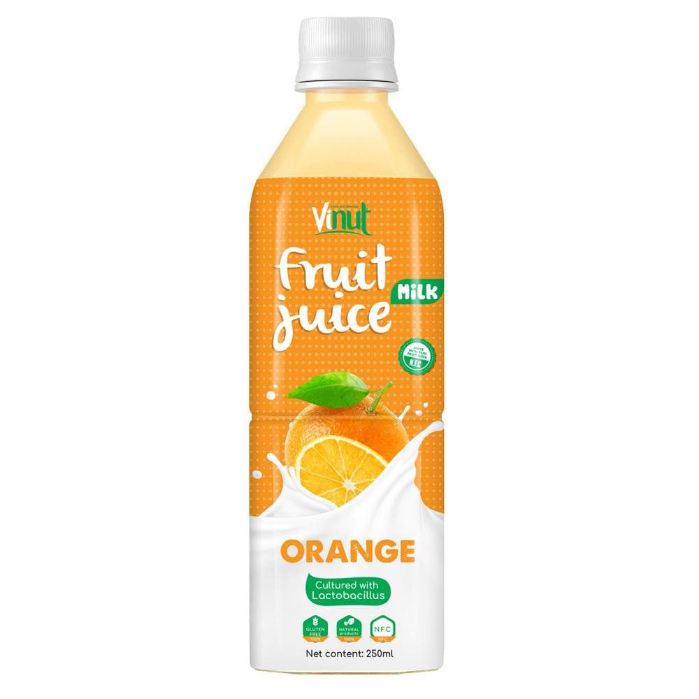 VINUT Fruit juice Milk Orange, Cultured with Lactobacillus, Gluten Free, Natural Ingredients, NFC, PET Bottle, 250ml