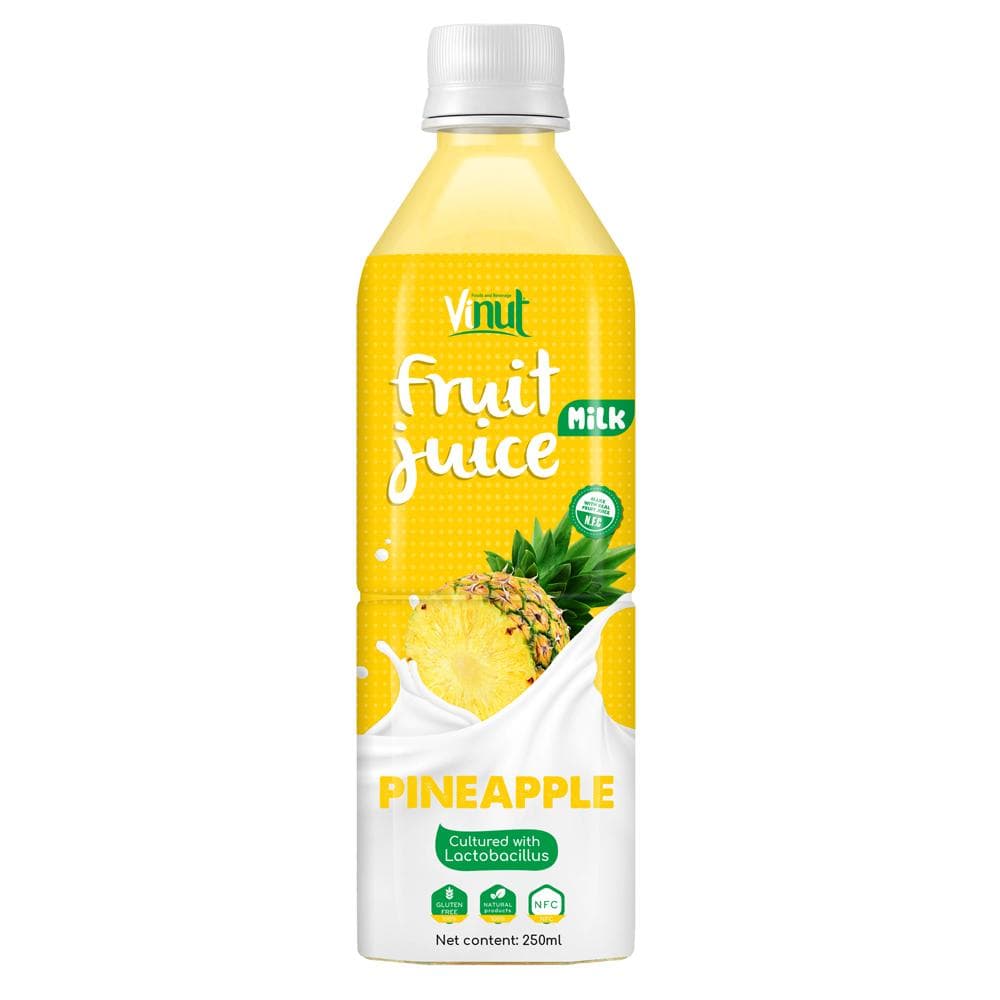 VINUT Fruit juice Milk Pineapple, Cultured with Lactobacillus, Gluten Free, Natural Ingredients, NFC, PET Bottle, 250ml