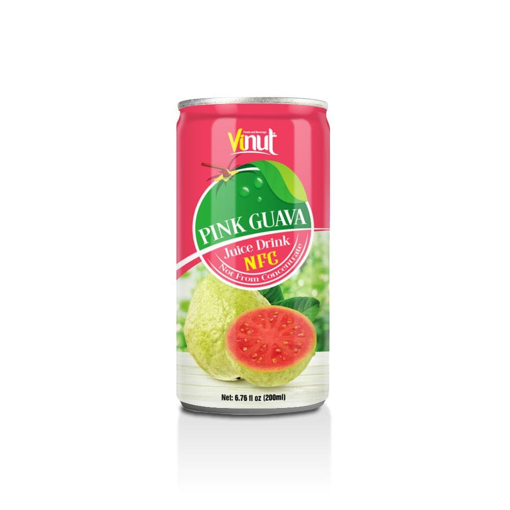 VINUT Pink Guava Juice Drink, NFC Not From Concentrate, Slim Can, 6.76 fl oz (200 mL)