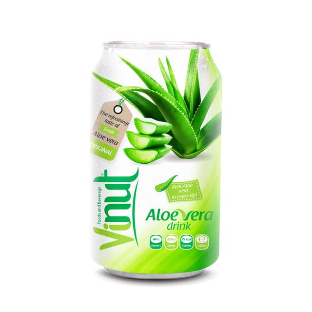 Vinut Aloe Vera Drink, Original Flavor, Real Aloe Vera In Every Sip!, 44% Vitamin C, 131% Energy, 79 Kcal Calories, Can, (330 mL)