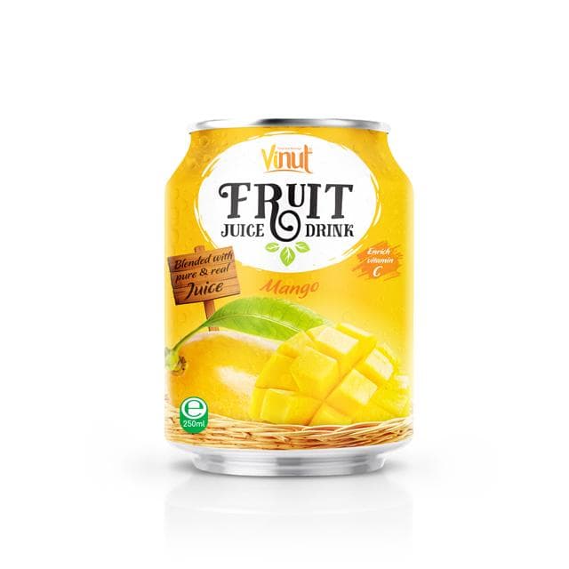 VINUT Fruit Juice Drink Mango, Blended with pure & real Juice, Enrich vitamin C, Slim Can, 250ml