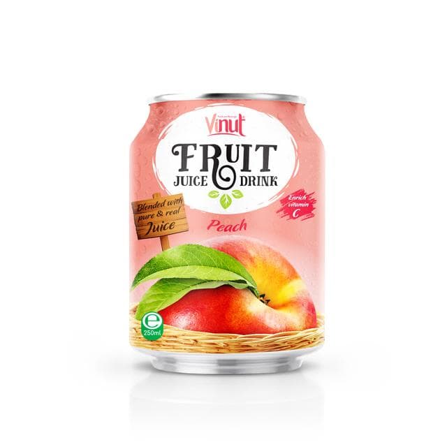 VINUT Fruit Juice Drink Peach, Blended with pure & real Juice, Enrich vitamin C, Slim Can, 250ml