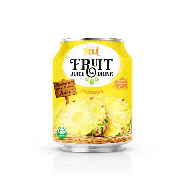 VINUT Fruit Juice Drink Pineapple, Blended with pure & real Juice, Enrich vitamin C, Slim Can, 250ml