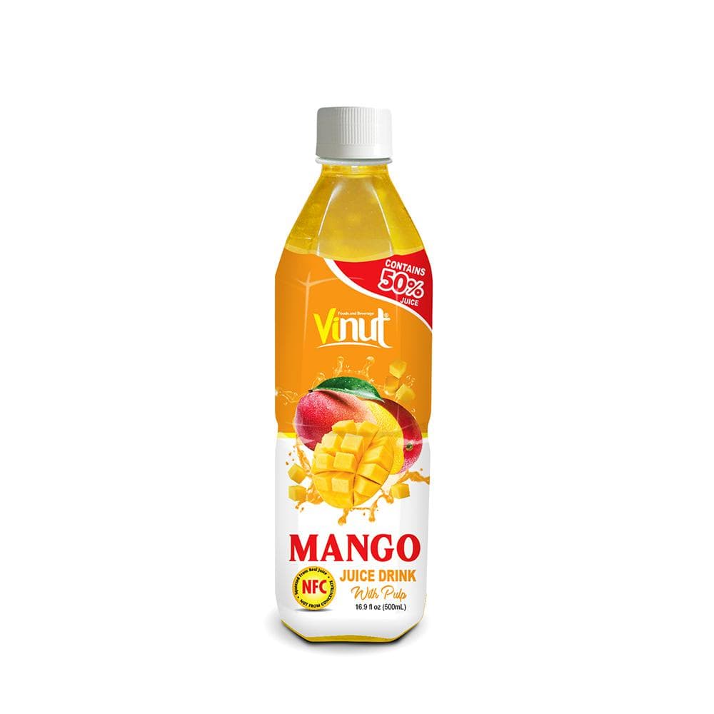 VINUT Mango Juice Drink, With Pulp, Contains 50% Juice, NFC Squeezed From Real Juice, PET Bottle, 16.9 fl oz (500mL)