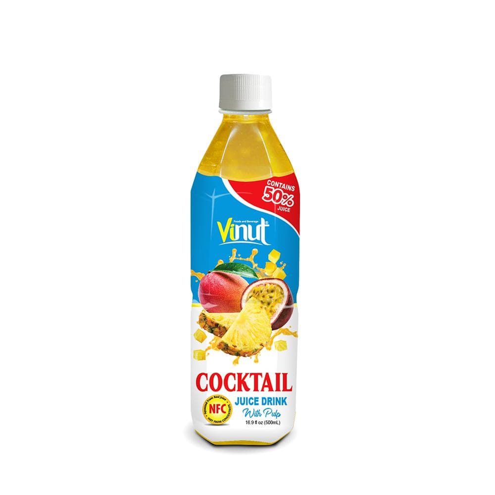 VINUT Cocktail Juice Drink, With Pulp, Contains 50% Juice, NFC Squeezed From Real Juice, PET Bottle, 16.9 fl oz (500mL)