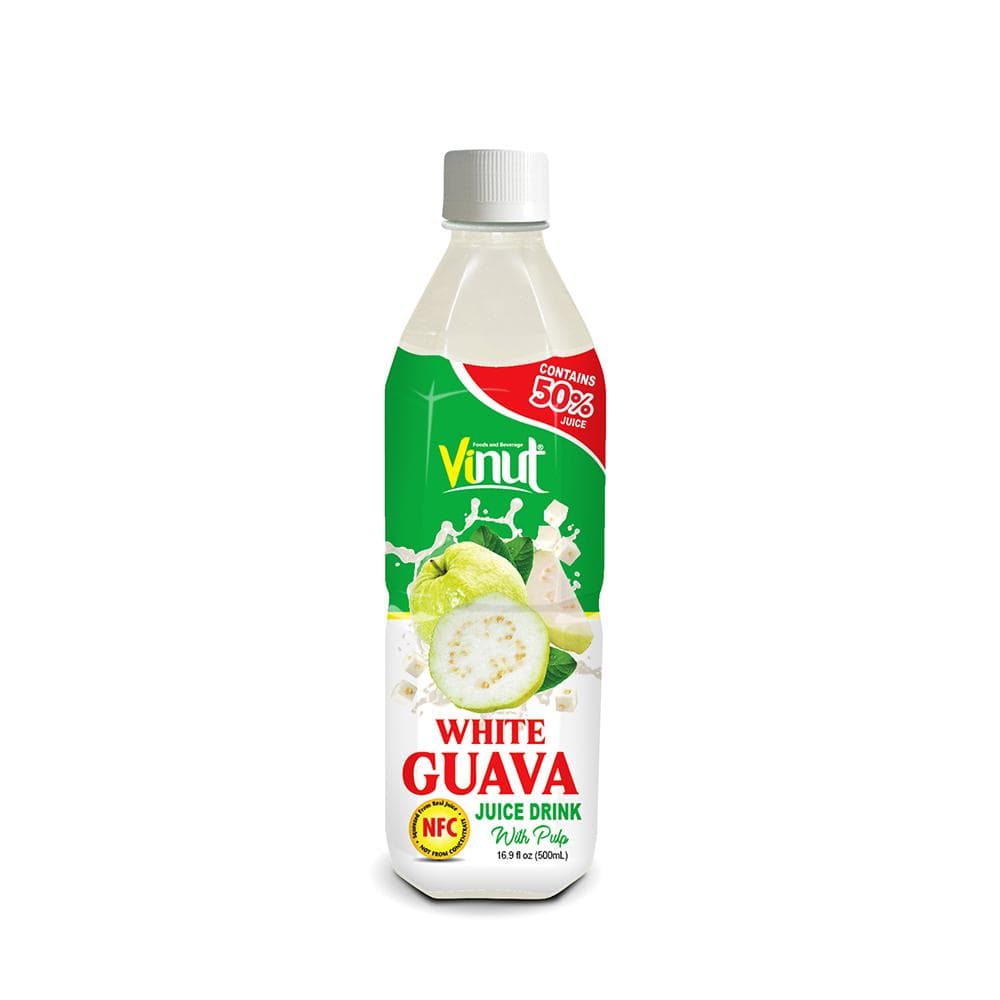 VINUT White Guava Juice Drink, With Pulp, Contains 50% Juice, NFC Squeezed From Real Juice, PET Bottle, 16.9 fl oz (500 mL)