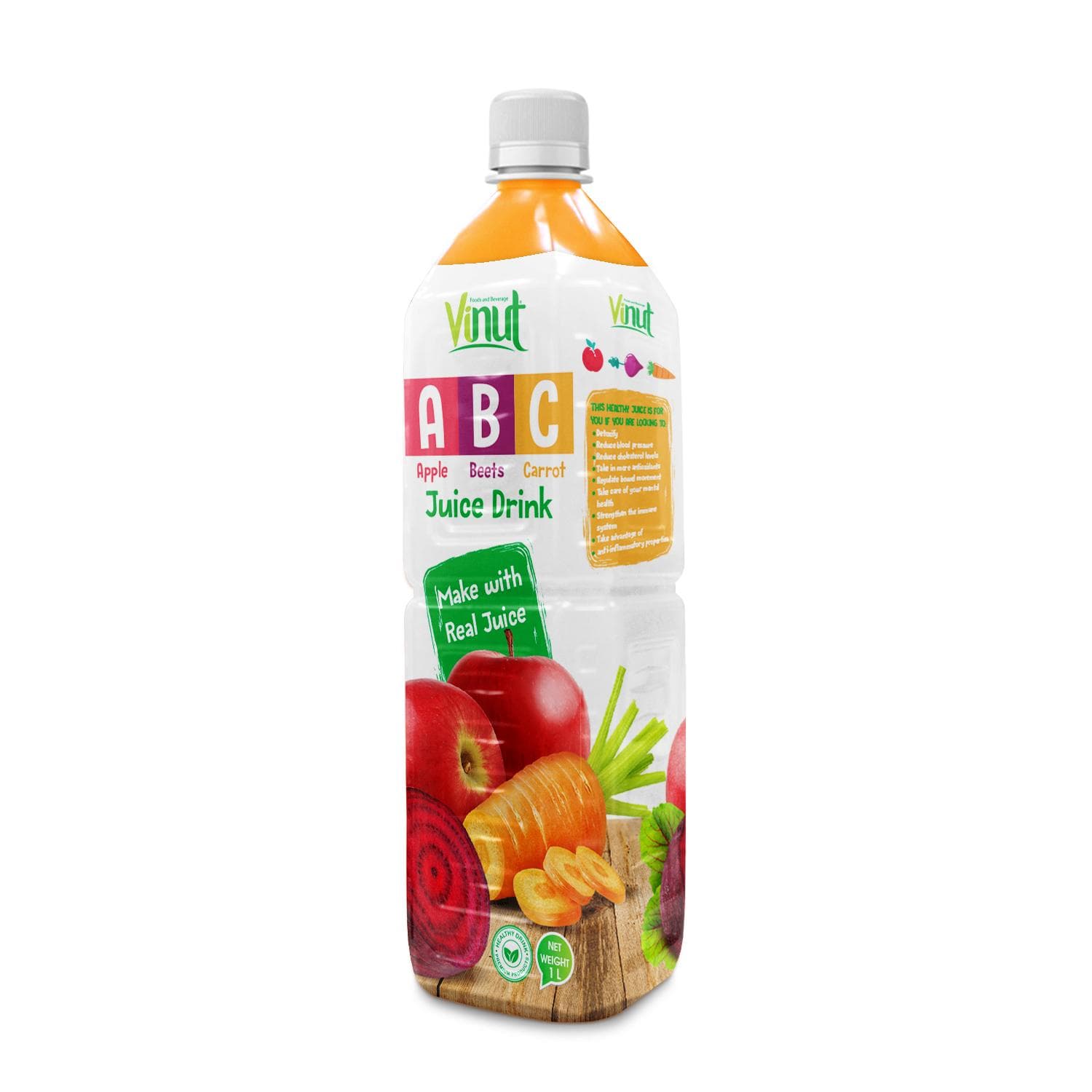 VINUT ABC Juice Drink, Apple Beets Carrot, Make With Real Juice, Natural Product, PET Bottle, () 1L