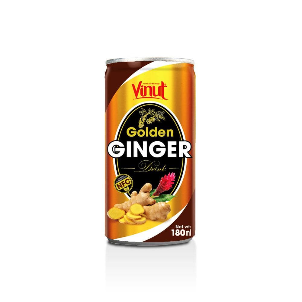 VINUT Golden Ginger Drink, NFC Squeezed From Real Ginger, Short Can, (180 mL)