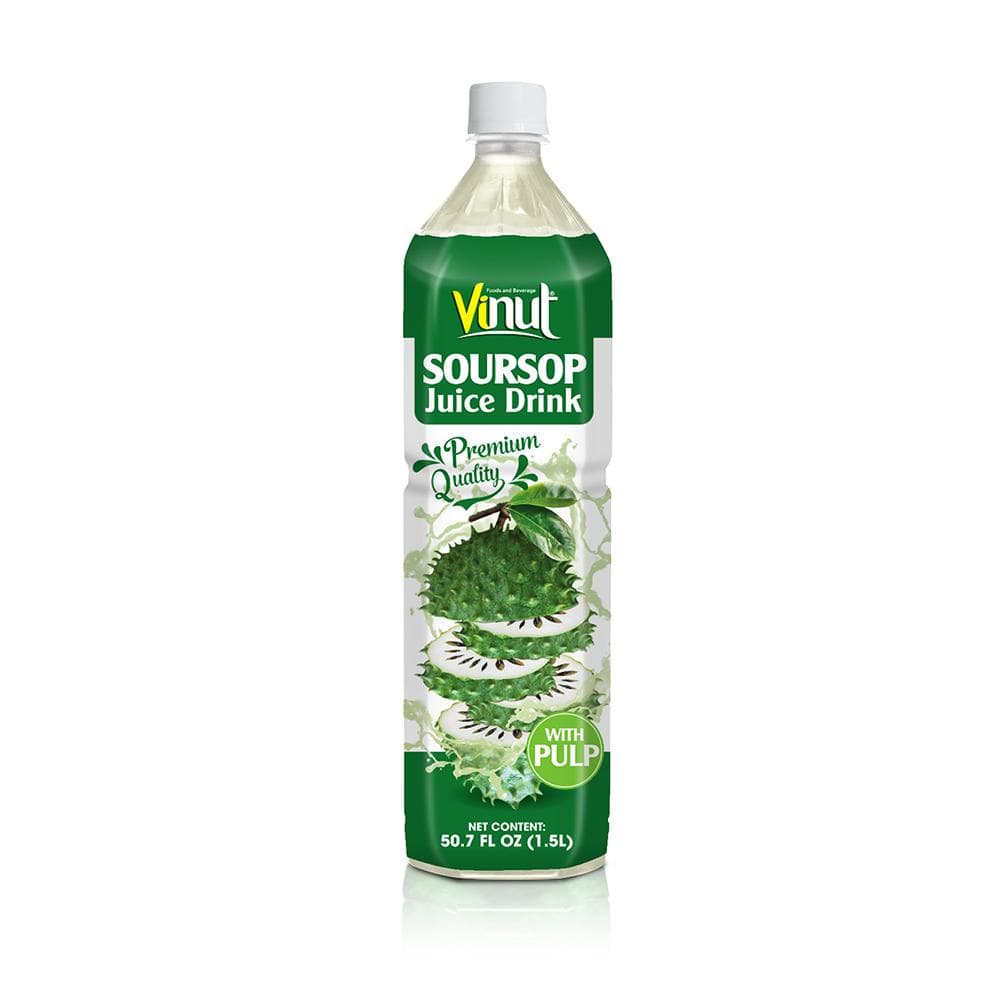 VINUT Soursop Juice Drink, Premium Quality, With Pulp, PET Bottle, 50.7 fl oz (1.5L)