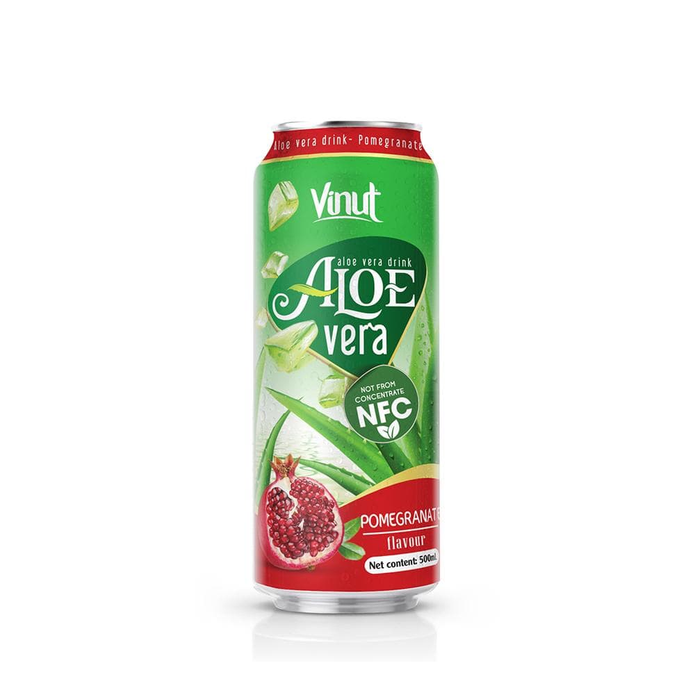 VINUT Aloe vera drink Pomegranate flavour, Not from concentrate, NFC, Slim Can, 500mL