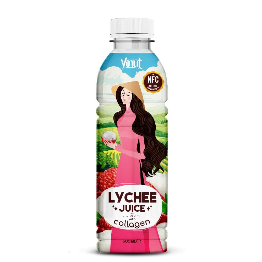 VINUT Lychee Juice with collagen, NFC, PET Bottle, 500 ML