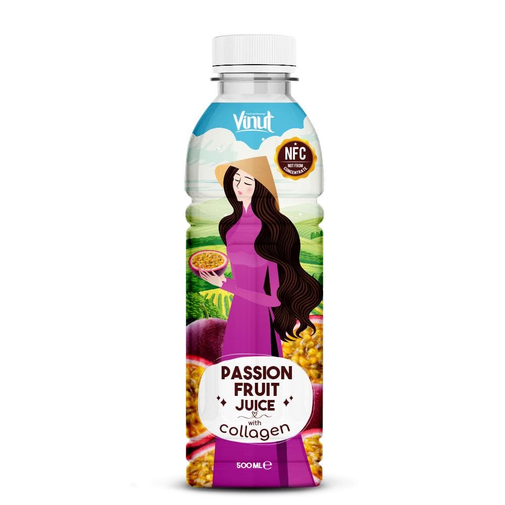 VINUT Passion Fruit Juice with collagen, NFC, PET Bottle, 500 ML