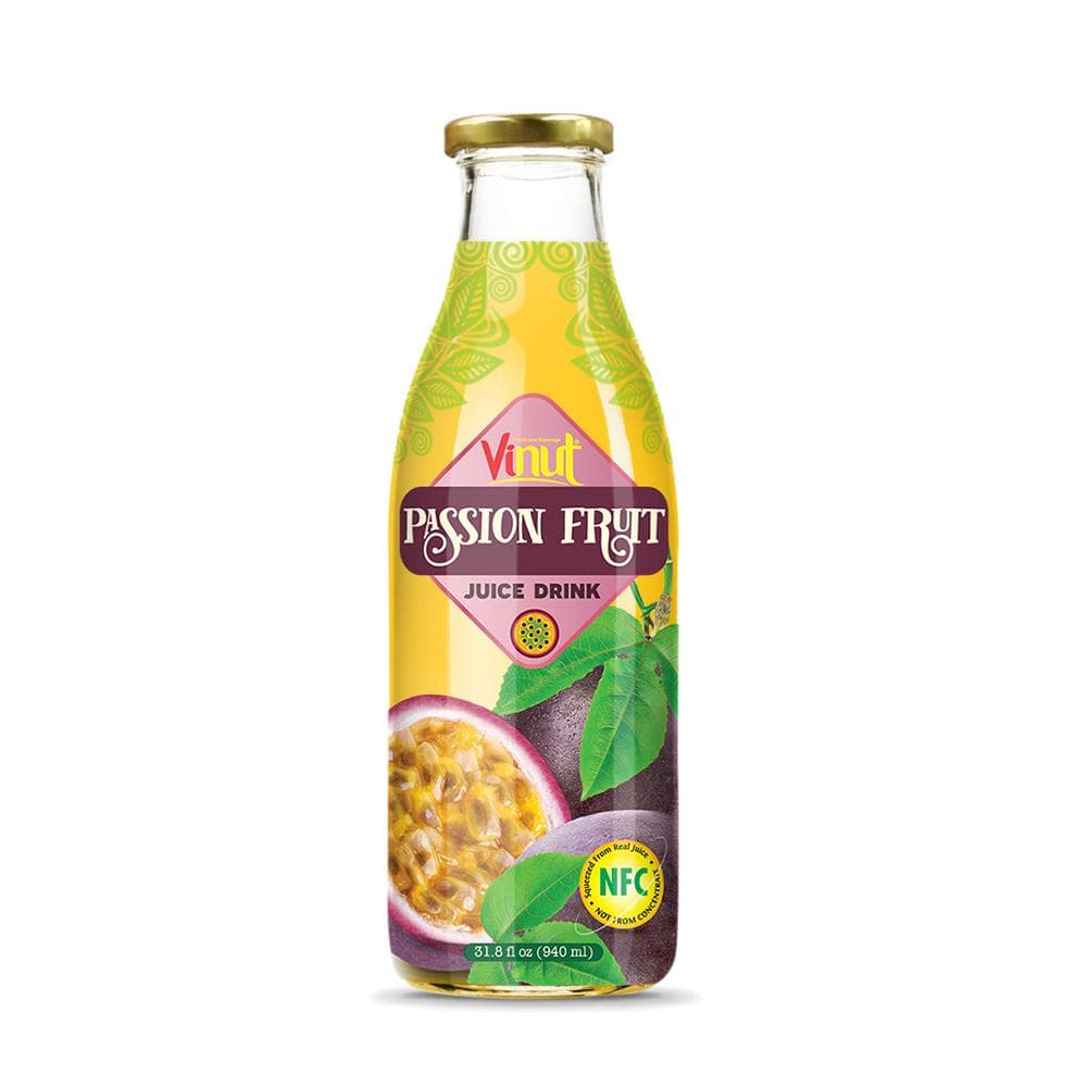 VINUT Passion Fruit Juice Drink, NFC Squeezed From Real Juice Not From Concentrate, Glass Bottle, 31.8 fl oz (940 mL)