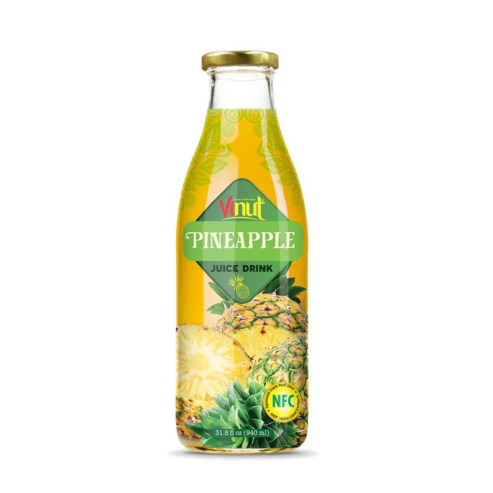 VINUT Pineapple Juice Drink, NFC Squeezed From Real Juice Not From Concentrate, Glass Bottle, 31.8 fl oz (940 mL)