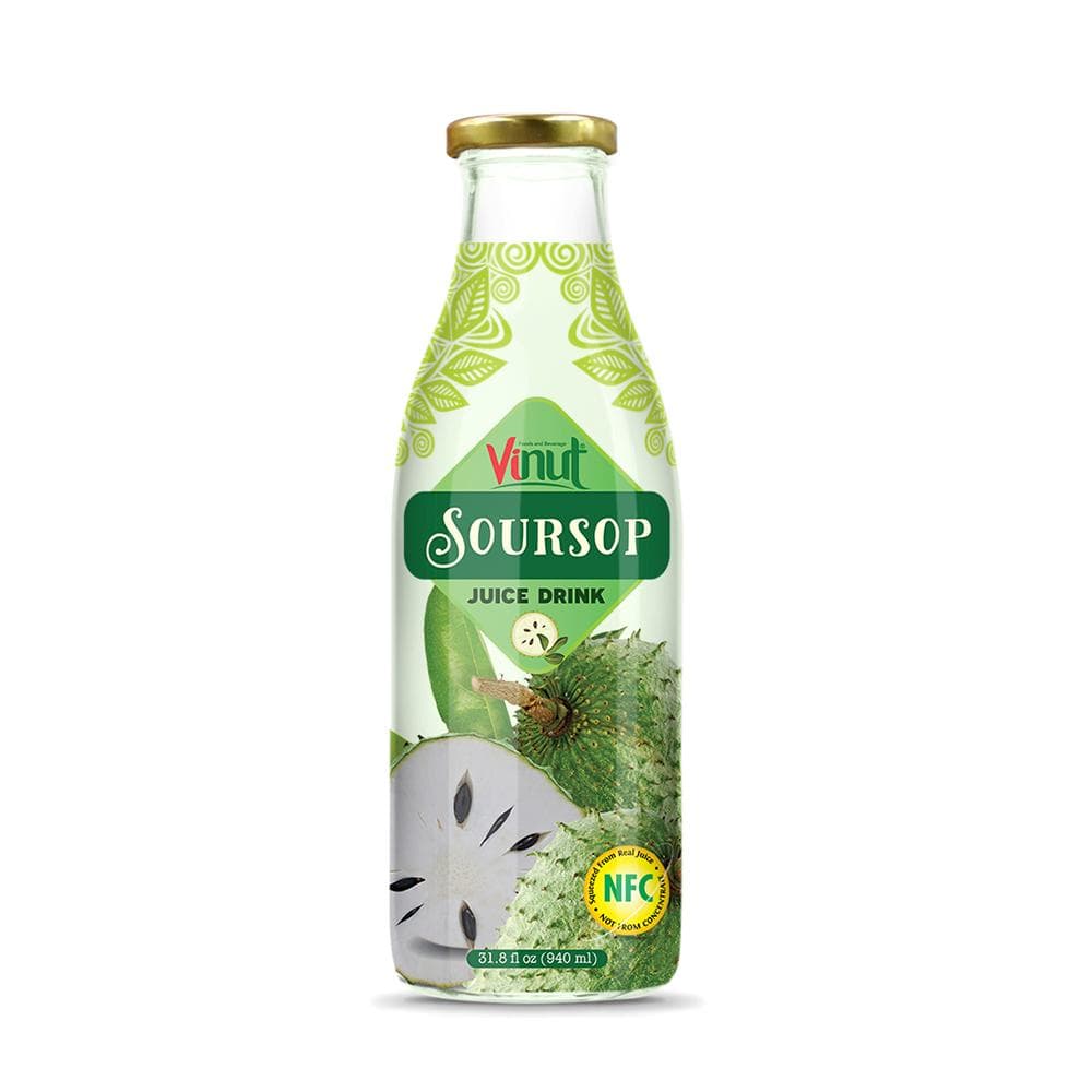 VINUT Soursop Juice Drink, NFC Squeezed From Real Juice Not From Concentrate, Glass Bottle, 31.8 fl oz (940 mL)