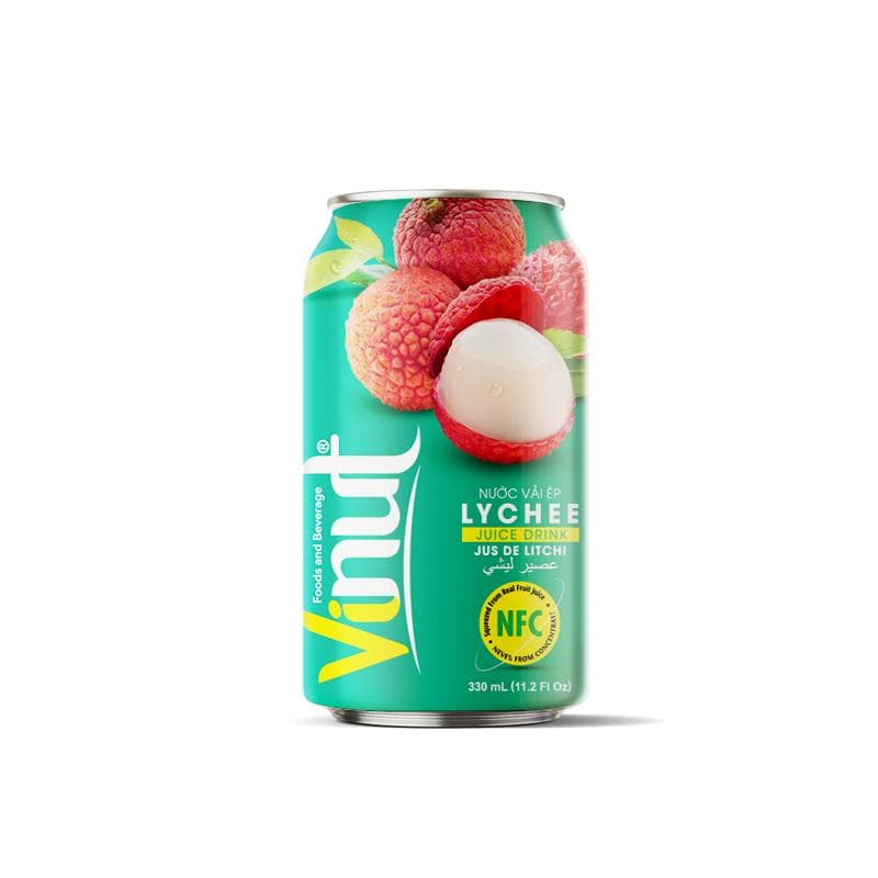 VINUT Lychee Juice Drink, NFC Squeezed From Real Fruit Juice Not From Concentrate, Can, 11.2 fl oz (330 mL)