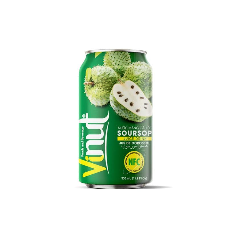 VINUT Soursop Juice Drink, NFC Squeezed From Real Fruit Juice Not From Concentrate, Can, 11.2 fl oz (330 mL)