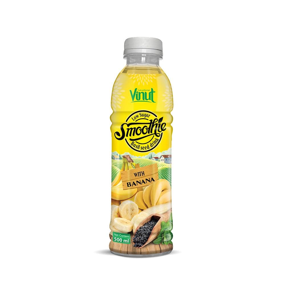500ml VINUT Basil seed drink with Banana Smoothie Juice (Low Sugar)