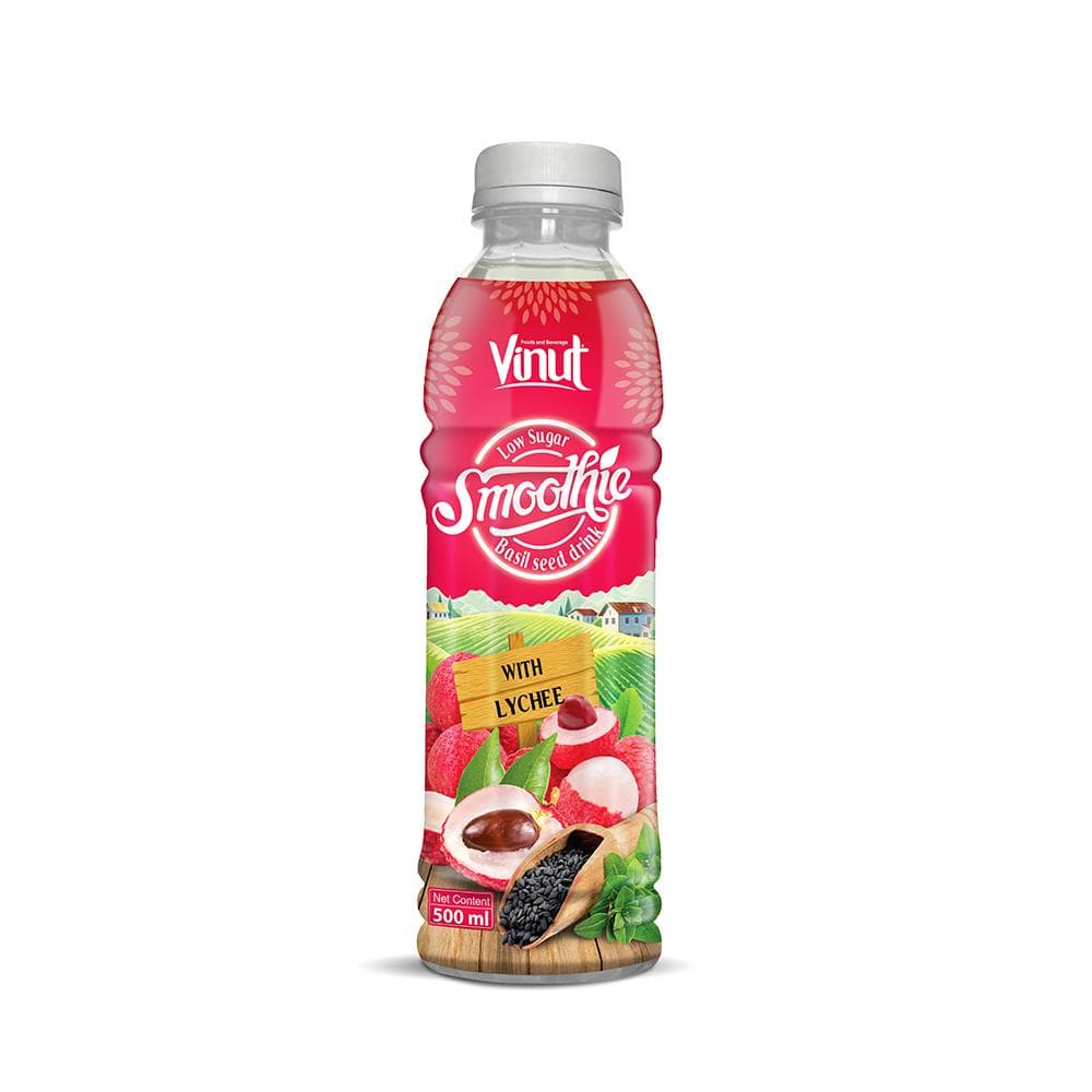 500ml VINUT Basil seed drink with Lychee Smoothie Juice (Low Sugar)