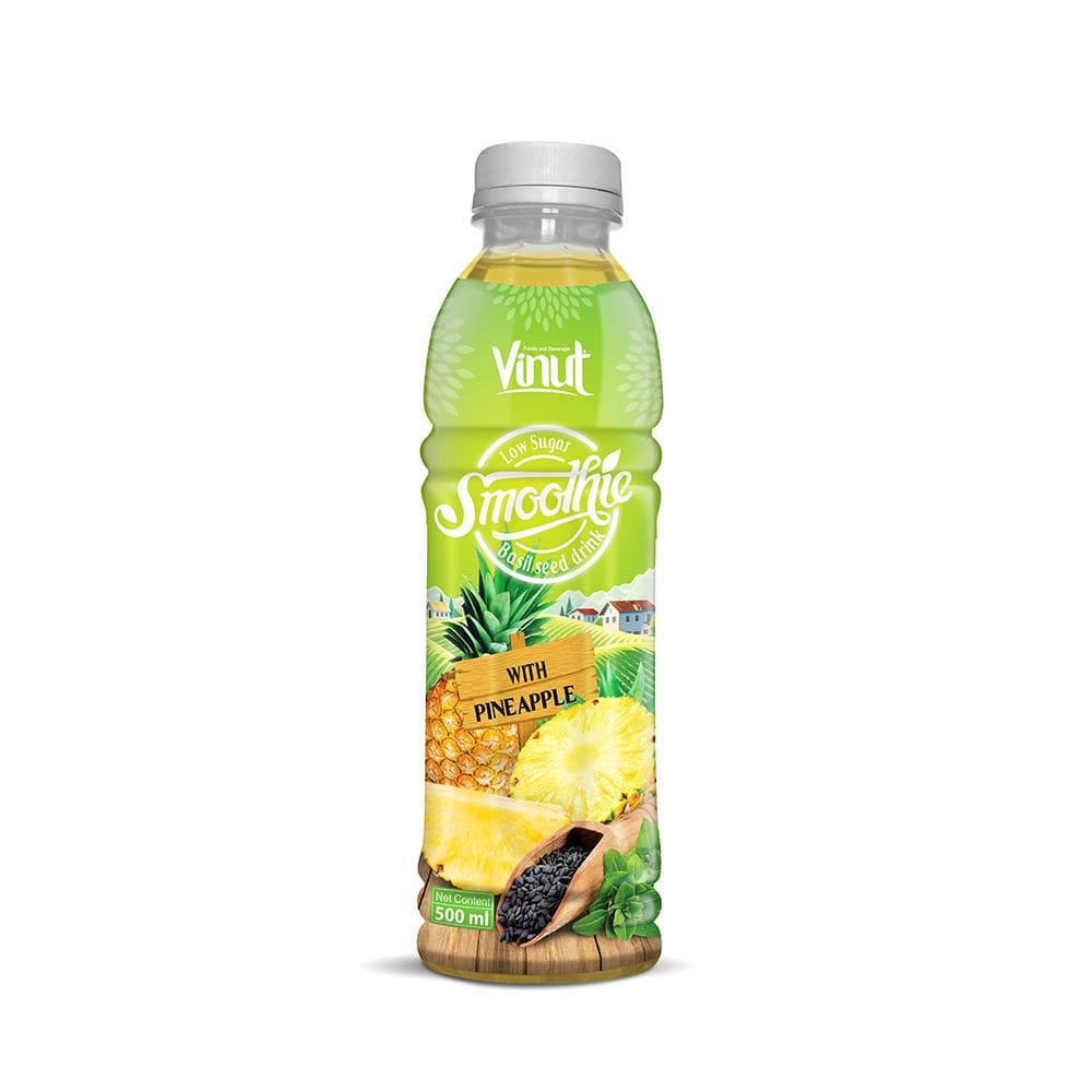 500ml VINUT Basil seed drink with Pineapple Smoothie Juice (Low Sugar)