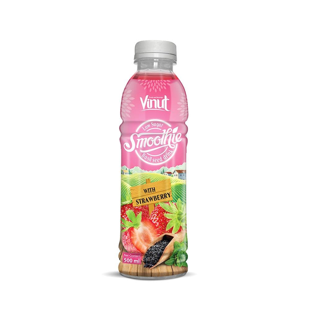 500ml VINUT Basil seed drink with Strawberry Smoothie Juice (Low Sugar)
