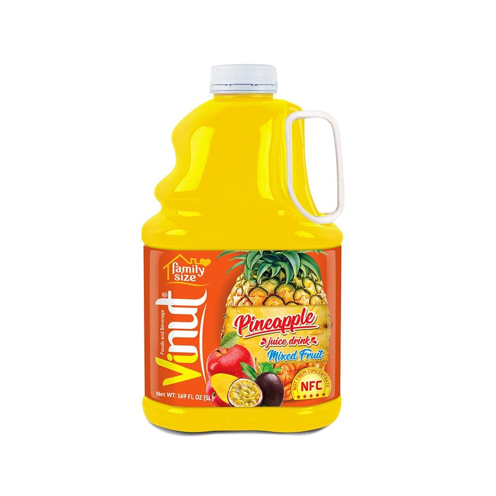 VINUT Pineapple Juice Drink, With Mixed Fruit, Family Size, NFC Not From Concentrate, PET Bottle, 169 fl oz (5L) view 1
