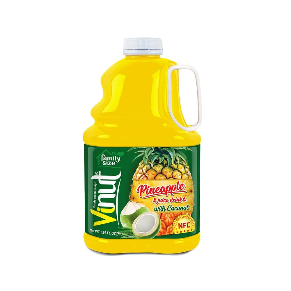 VINUT Pineapple Juice Drink, With Coconut, Family Size, NFC Not From Concentrate, PET Bottle, 169 fl oz (5L) view 1