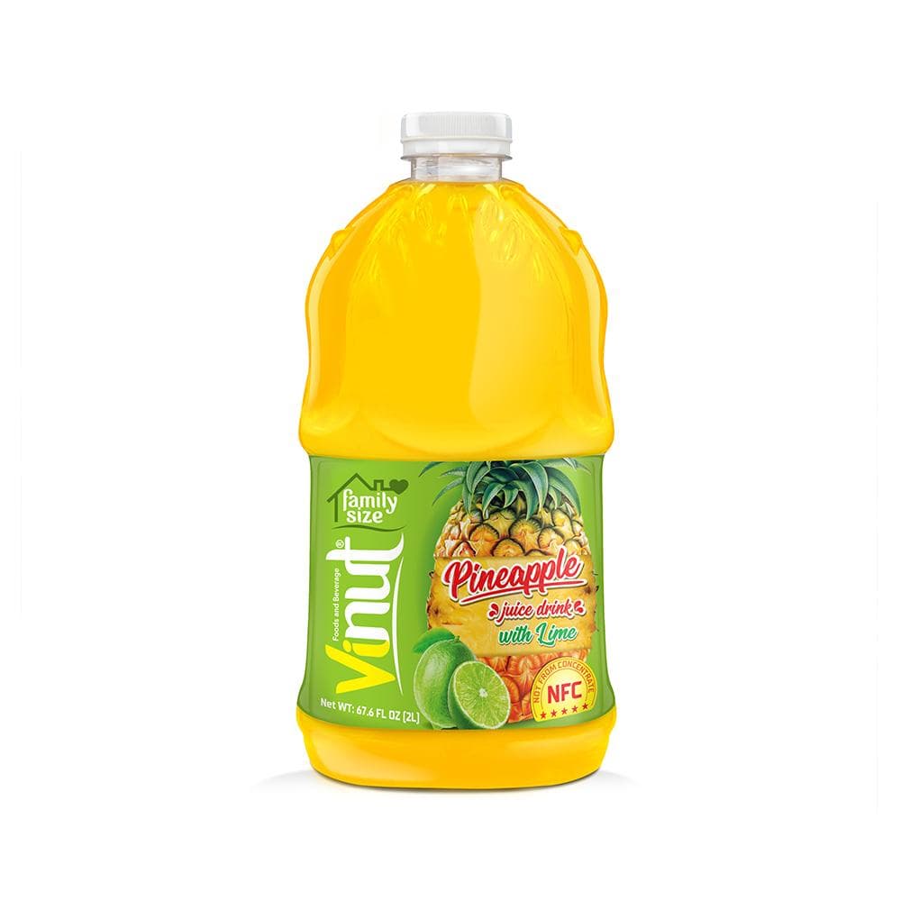 VINUT Pineapple Juice Drink, With Lime, Family Size, NFC Not From Concentrate, PET Bottle, 67.6 fl oz (2L) view 1