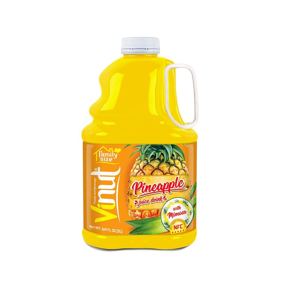 VINUT Pineapple Juice Drink, With Mimosa, Family Size, NFC Not From Concentrate, PET Bottle, 169 fl oz (5L)