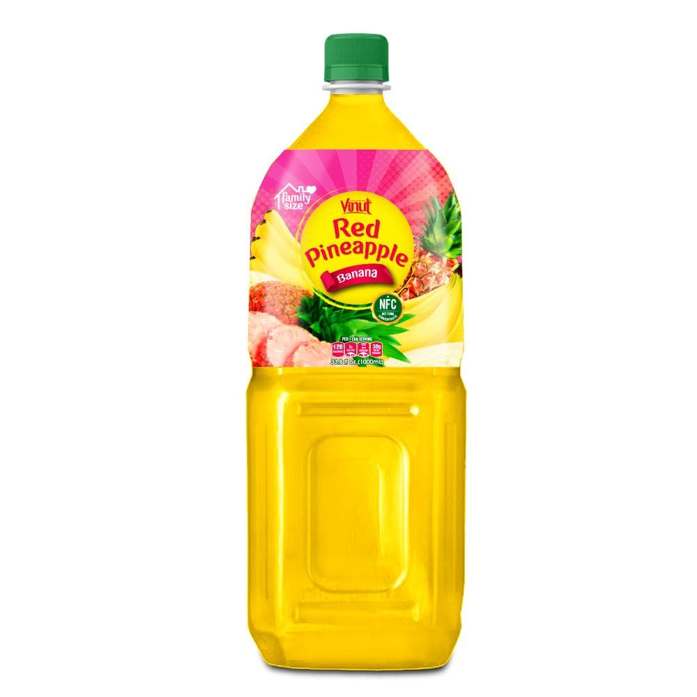 VINUT Red Pineapple Banana Juice Drink, NFC, Family Size, PET Bottle, 33.8 fl oz (1000 mL)