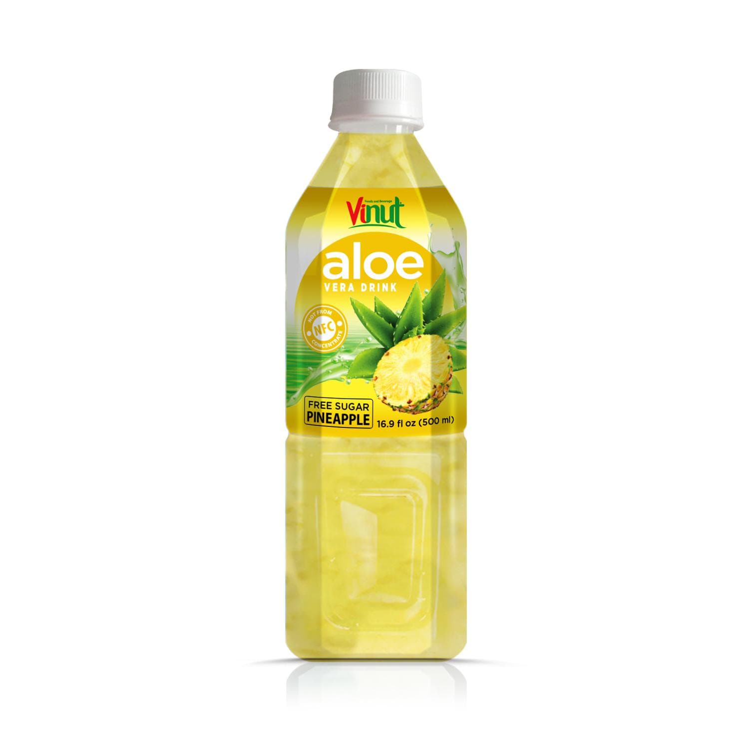 Vinut Aloe Vera Drink, Pineapple Flavor, Free Sugar, NFC, PET Bottle, 16.9 fl oz (500 mL)
