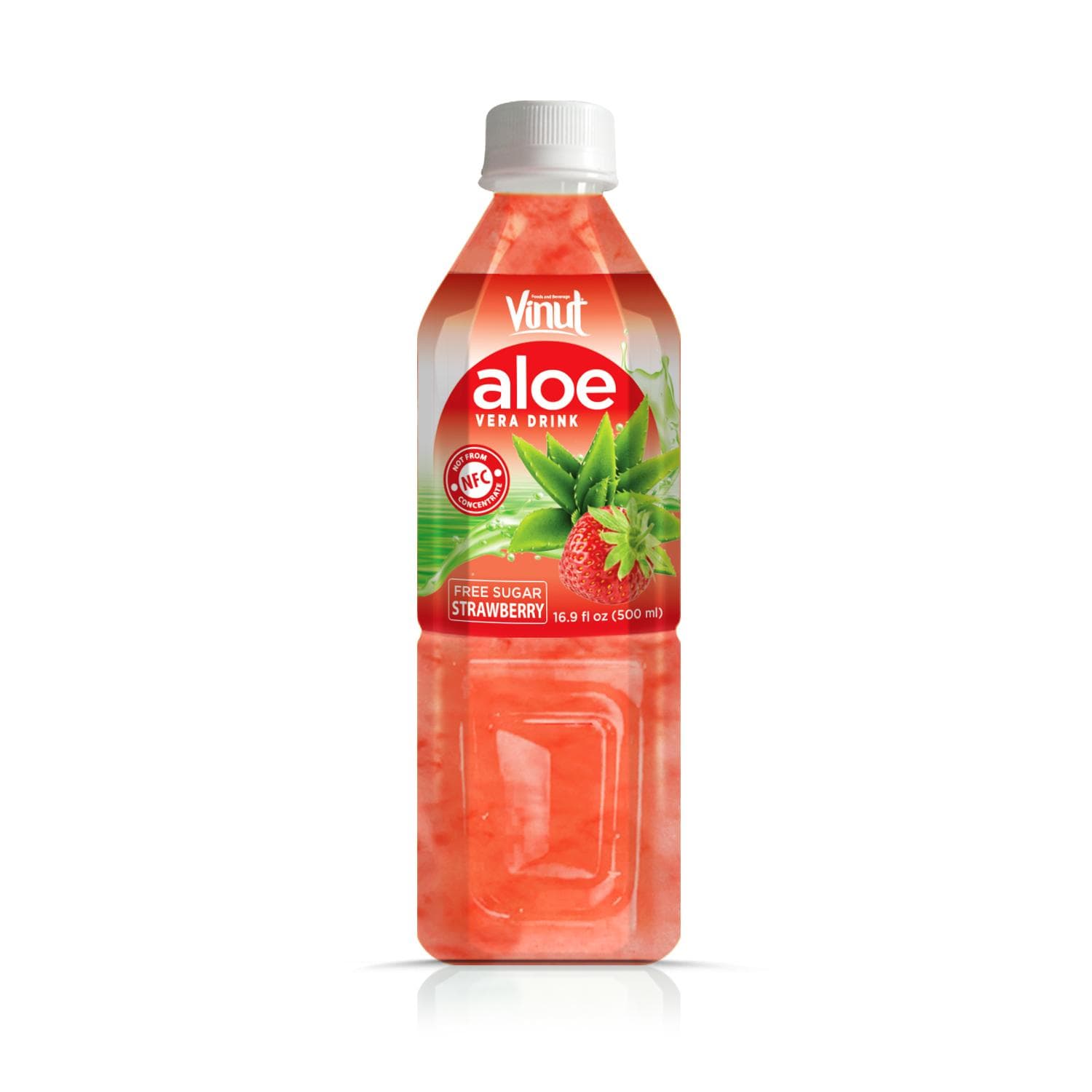 Vinut Aloe Vera Drink, Strawberry Flavor, Free Sugar, NFC, PET Bottle, 16.9 fl oz (500 mL)