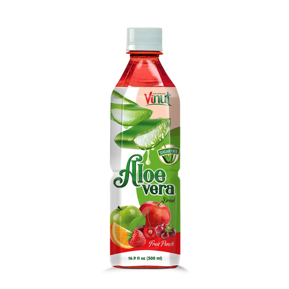 Vinut Aloe Vera Drink, Fruit Punch Flavor, Sugarfree, PET Bottle, 16.9 fl oz (500 mL)