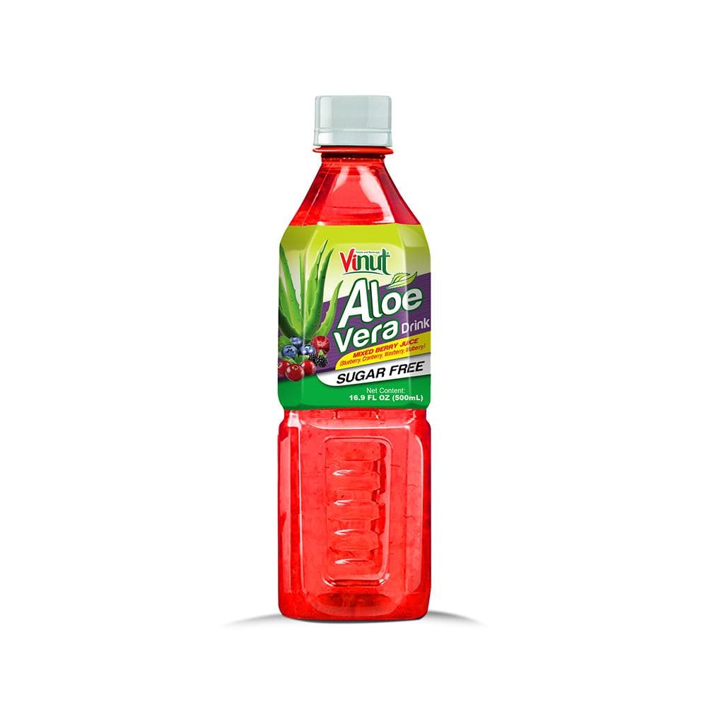Vinut Aloe Vera Drink, Mixed Berry Juice Flavor, Sugar Free, PET Bottle, 16.9 fl oz (500 mL)