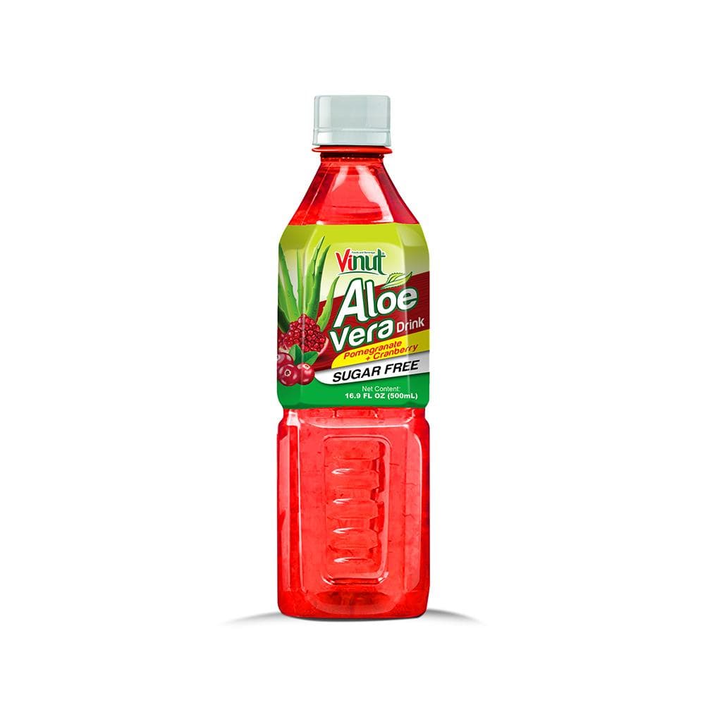 Vinut Aloe Vera Drink, Pomegranate Cranberry Flavor, Sugar Free, PET Bottle, 16.9 fl oz (500 mL)