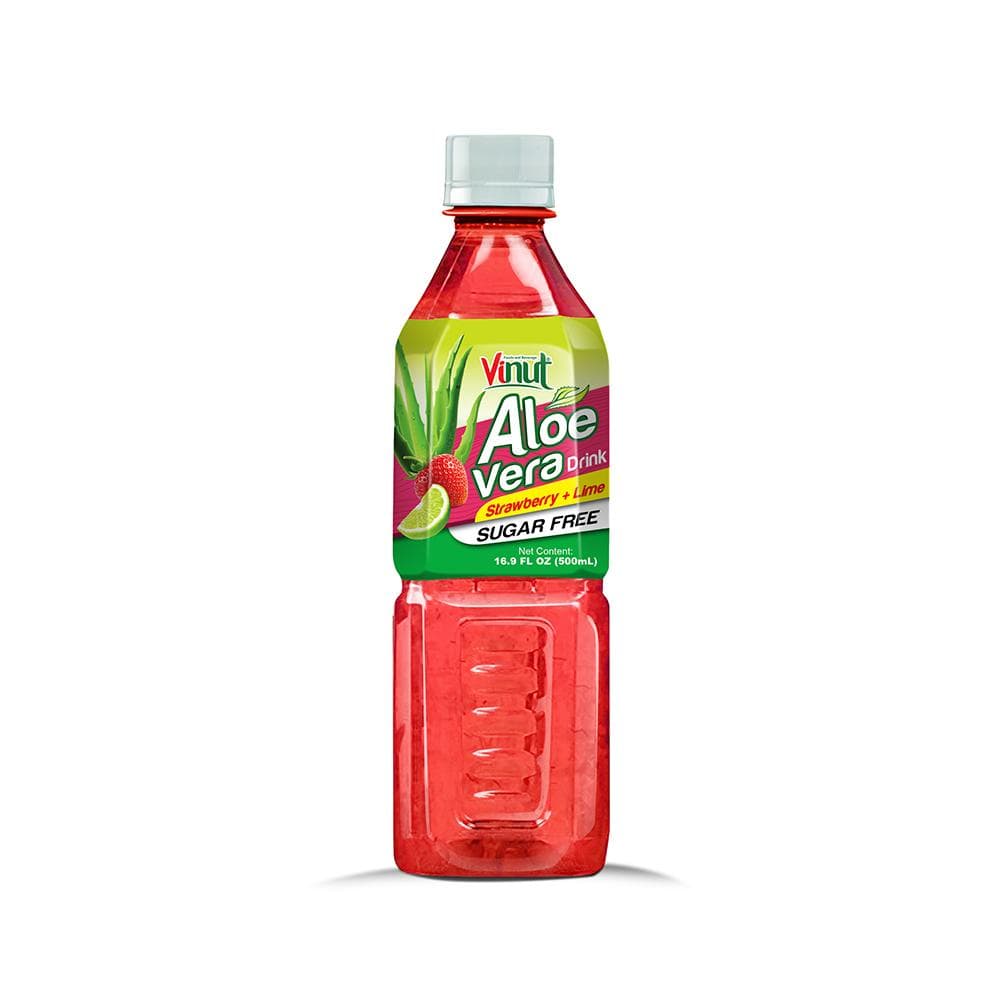 Vinut Aloe Vera Drink, Strawberry Lime Flavor, Sugar Free, PET Bottle, 16.9 fl oz (500 mL)