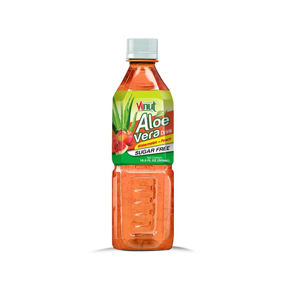 Vinut Aloe Vera Drink, Watermelon Peach Flavor, Sugar Free, PET Bottle, 16.9 fl oz (500 mL)