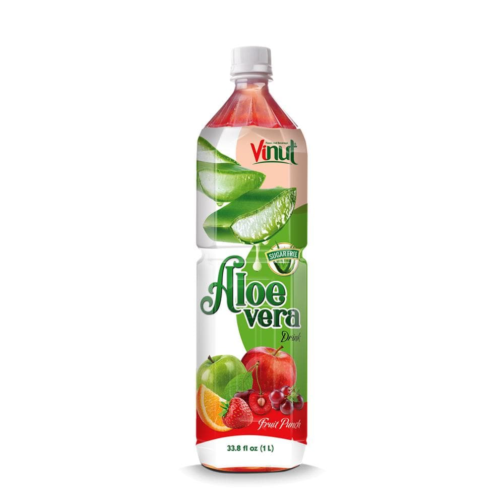 Vinut Aloe Vera Drink, Fruit Punch Flavor, Sugarfree, PET Bottle, 33.8 fl oz (1 L)
