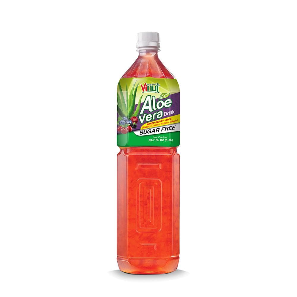 Vinut Aloe Vera Drink, Mixed Berry Juice Flavor, Sugar Free, PET Bottle, 50.7 fl oz (1.5L)