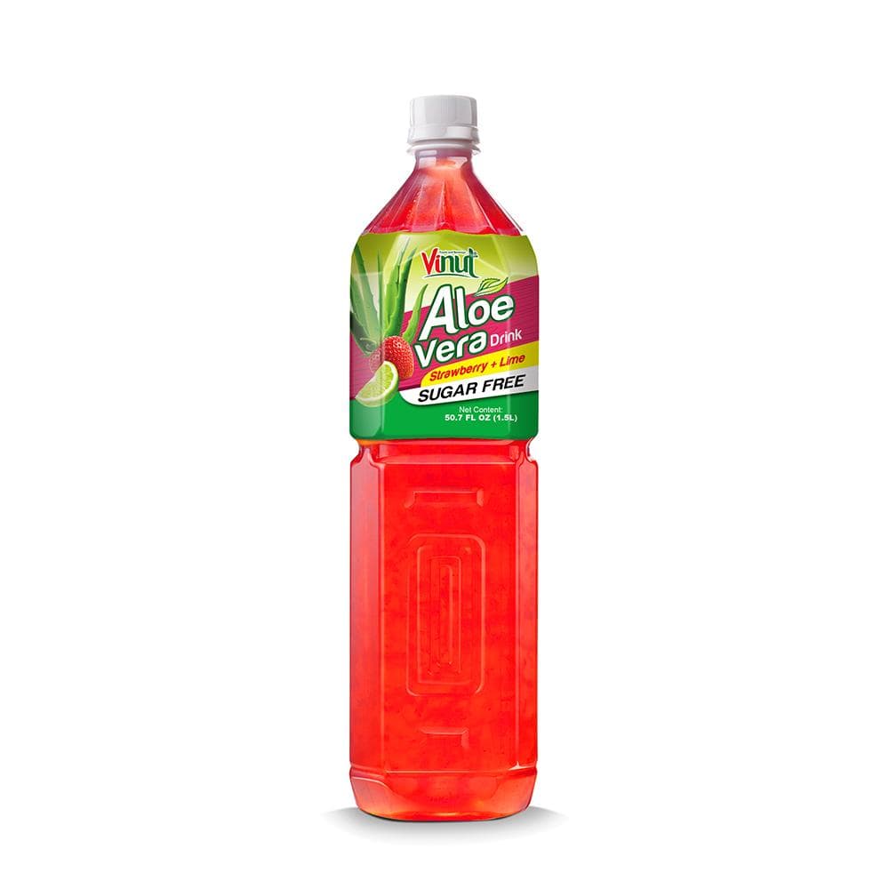 Vinut Aloe Vera Drink, Strawberry Lime Flavor, Sugar Free, PET Bottle, 50.7 fl oz (1.5L)