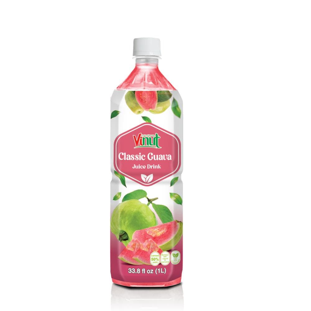 VINUT Classic Guava Juice Drink, 50% Juice, No Sugar Added, Natural, PET Bottle, 33.8 fl oz (1L)