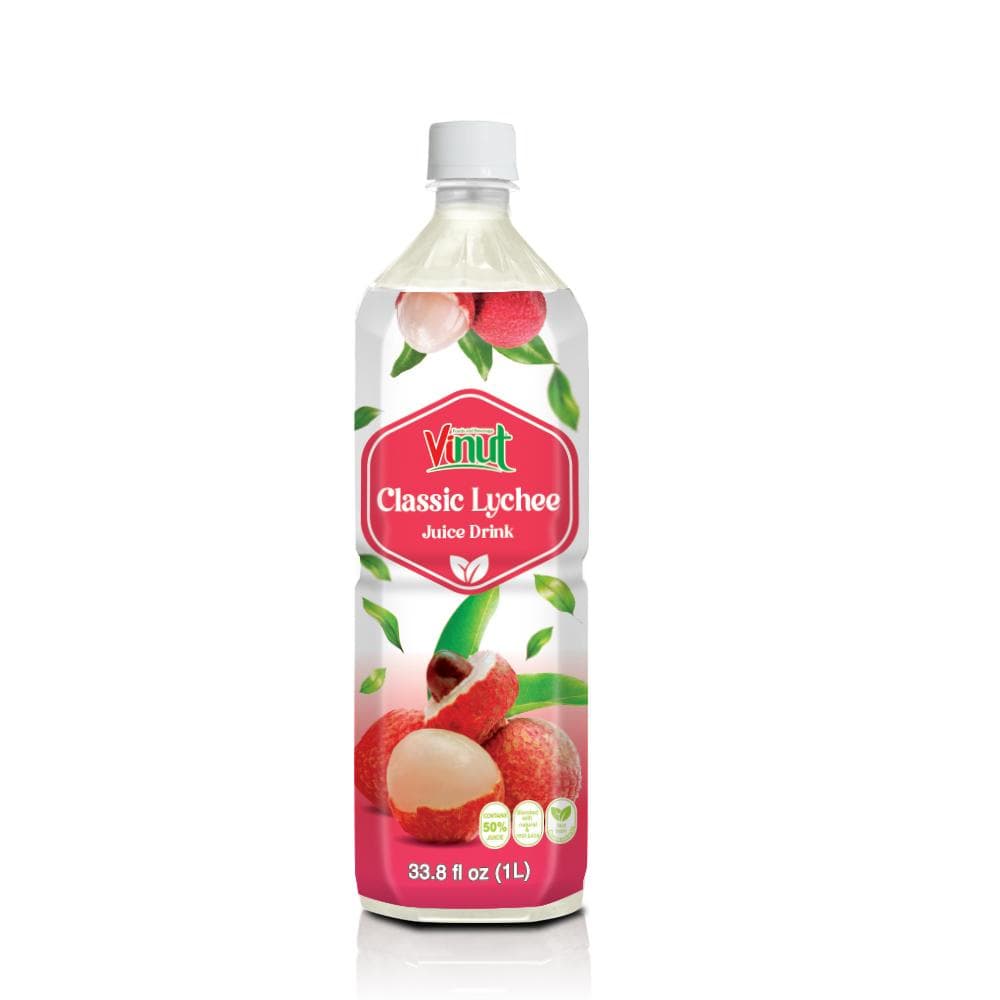 VINUT Classic Lychee Juice Drink, 50% Juice, No Sugar Added, Natural, PET Bottle, 33.8 fl oz (1L)
