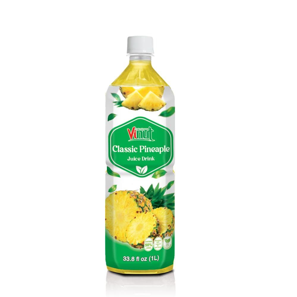 VINUT Classic Pineapple Juice Drink, 50% Juice, No Sugar Added, Natural, PET Bottle, 33.8 fl oz (1L) view 1